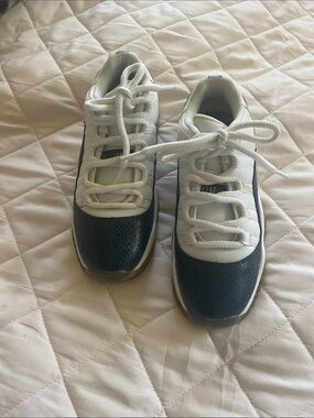 Air Jordan 11 Retro Low Snakeskin Navy/White sneakers- Size 6Y